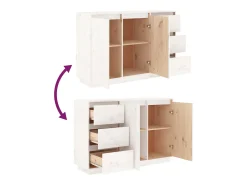 Aparador Blanco 111x34x75 cm Madera Maciza de Pino