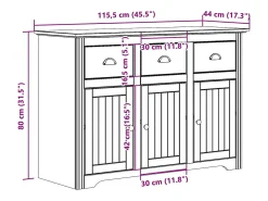 Aparador BODO blanco y marrón 115,5x44x80 cm madera maciza de pino