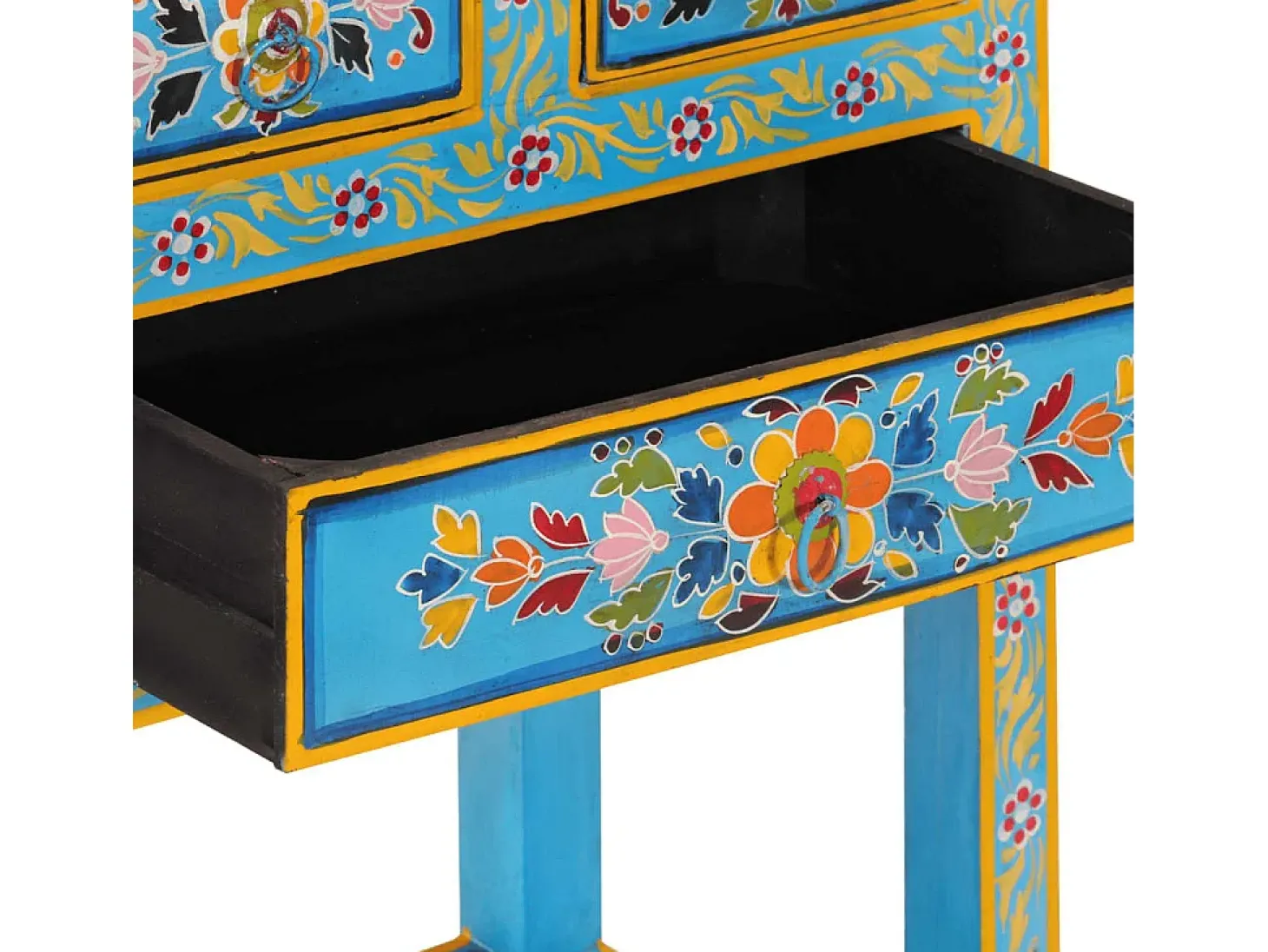 Aparador buffet cómoda armario mueble organizador cocina salón salón turquesa 55 x 30 x 76 cm madera maciza de mango multicolor 02_0036562