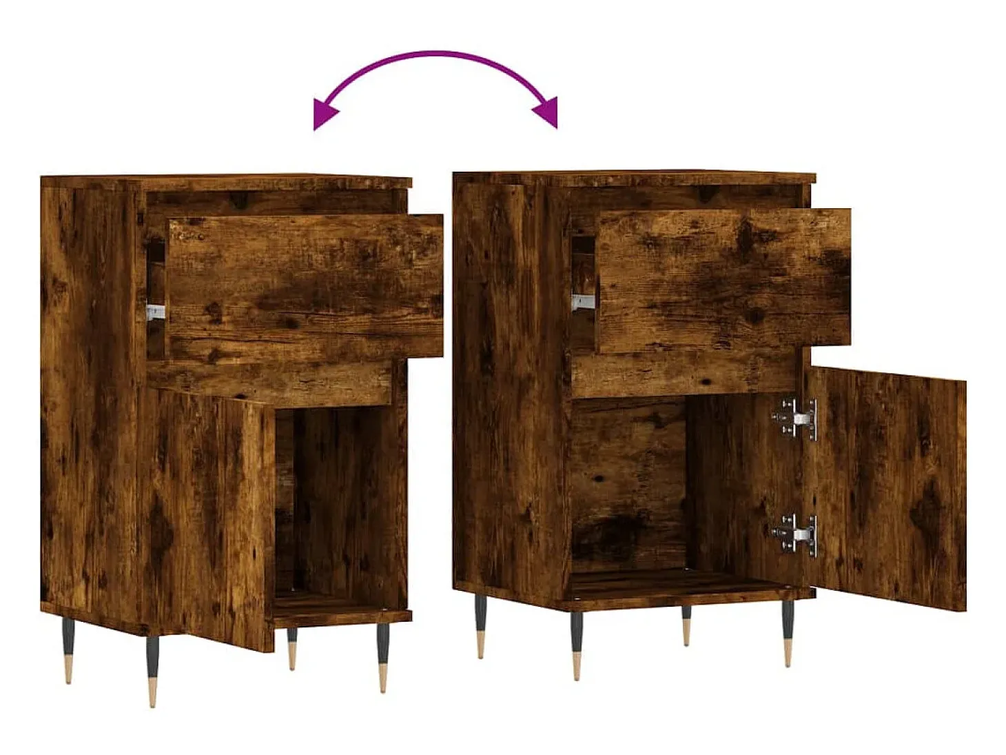 Aparador buffet cómoda armario mueble organizador cocina salón salón juego de 2 40 x 35 x 70 cm madera contrachapada marrón 02_0036729