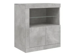 Aparador buffet cómoda armario mueble organizador cocina salón salón con luces LED 181,5 x 37 x 67 cm gris 02_0029987