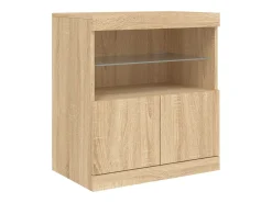 Aparador buffet cómoda armario mueble organizador cocina salón salón con luces LED sonoma 142,5 x 37 x 67 cm marrón 02_0029939