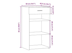 Aparador buffet cómoda armario unidad de almacenamiento organizador cocina salón salonsonoma 50 x 42,5 x 93 cm madera contrachapada gris 02_0036371