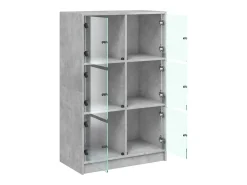 Aparador buffet cómoda armario mueble organizador cocina salón salón alto con puertas 68 x 37 x 109 cm madera contrachapada gris 02_0032239