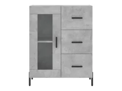 Aparador buffet cómoda armario mueble organizador cocina salón salón alto 69,5 x 34 x 180 cm madera contrachapada gris 02_0034509