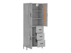 Aparador buffet cómoda armario mueble organizador cocina salón salón alto 69,5 x 34 x 180 cm madera contrachapada gris 02_0034509