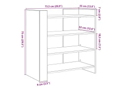 Aparador buffet cómoda armario unidad de almacenamiento organizador cocina salón salón 73,5 x 35 x 75 cm madera contrachapada marrón 02_0031414