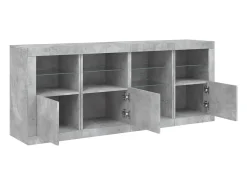 Aparador buffet cómoda armario mueble organizador cocina salón salón con luces LED 164 x 37 x 67 cm gris 02_0029984