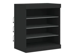 Aparador buffet cómoda armario mueble organizador cocina salón salón con luces LED 142,5 x 37 x 67 cm negro 02_0030014