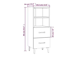 Aparador buffet cómoda armario mueble organizador cocina salón brillante 34,5 x 34 x 90 cm madera contrachapada blanco 02_0030624