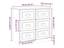 Aparador buffet cómoda armario unidad de almacenamiento organizador cocina salón salonsonoma 70 x 35,5 x 67,5 cm madera contrachapada gris 02_0036515