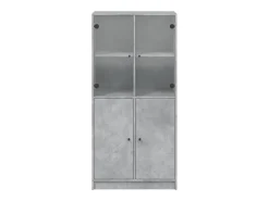 Aparador buffet cómoda armario mueble organizador cocina salón salón alto con puertas 68 x 37 x 142 cm madera contrachapada gris 02_0032240