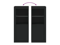 Aparador buffet cómoda armario mueble organizador cocina salón salón con luces LED 41 x 37 x 100 cm negro 02_0030036