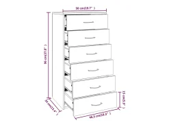 Aparador buffet cómoda armario mueble organizador cocina salón salón con 6 cajones Sonoma 50 x 34 x 96 cm madera contrachapada gris 02_0029763