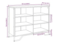 Aparador buffet cómoda armario unidad de almacenamiento organizador cocina salón salonsonoma 101 x 35,5 x 74,5 cm madera contrachapada gris 02_0036264
