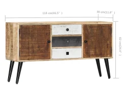 Aparador buffet cómoda armario mueble organizador cocina salón salón 118 x 30 x 62 cm madera maciza de mango marrón 02_0029530