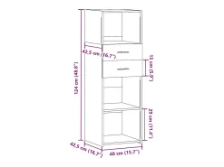 Aparador buffet cómoda armario mueble organizador cocina salón salón alto 40 x 42,5 x 124 cm madera contrachapada negro 02_0034924