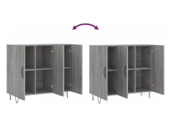 Aparador buffet cómoda armario unidad de almacenamiento organizador cocina salón salón Sonoma 90 x 34 x 80 cm madera contrachapada gris 02_0036554