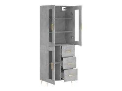 Aparador buffet cómoda armario mueble organizador cocina salón salón alto 69,5 x 34 x 180 cm madera contrachapada gris 02_0034627