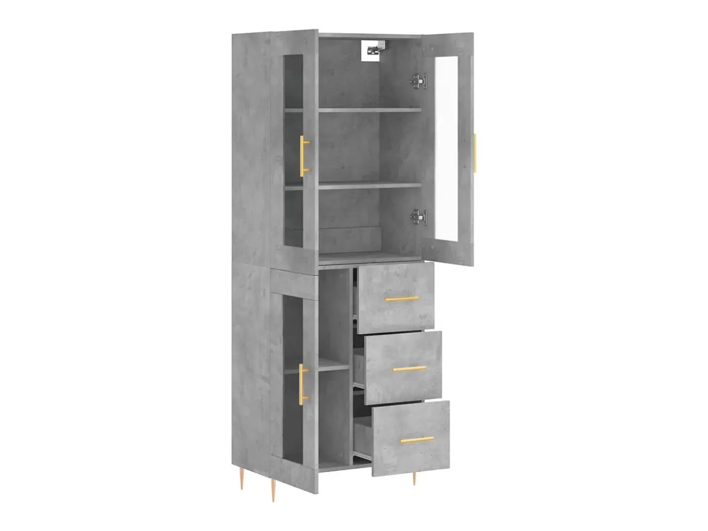 Aparador buffet cómoda armario mueble organizador cocina salón salón alto 69,5 x 34 x 180 cm madera contrachapada gris 02_0034627
