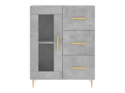 Aparador buffet cómoda armario mueble organizador cocina salón salón alto 69,5 x 34 x 180 cm madera contrachapada gris 02_0034627