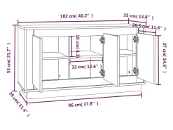 Aparador buffet cómoda armario unidad de almacenamiento organizador cocina salón salonsonoma 102 x 35 x 55 cm madera contrachapada gris 02_0036269