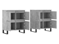 Aparador buffet cómoda armario mueble organizador cocina salón salón juego de 2 madera contrachapada gris 02_0036879