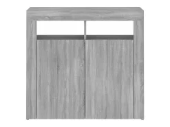 Aparador buffet cómoda armario mueble organizador cocina salón salón con luces LED Sonoma 80 x 35 x 75 cm gris 02_0030081