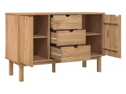 Aparador buffet cómoda armario unidad de almacenamiento organizador cocina salón salón 113,5 x 43 x 73 cm madera maciza de pino marrón 02_0036182
