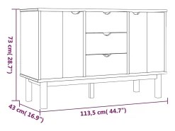 Aparador buffet cómoda armario unidad de almacenamiento organizador cocina salón salón 113,5 x 43 x 73 cm madera maciza de pino marrón 02_0036182