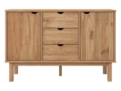 Aparador buffet cómoda armario unidad de almacenamiento organizador cocina salón salón 113,5 x 43 x 73 cm madera maciza de pino marrón 02_0036182