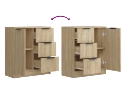 Aparador buffet cómoda armario unidad de almacenamiento organizador cocina salón salón juego de 2 sonoma 60 x 30 x 70 cm marrón madera contrachapada 02_0036810