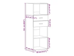 Aparador buffet cómoda armario mueble organizador cocina salón salón alto 45 x 42,5 x 124 cm madera contrachapada marrón 02_0033720