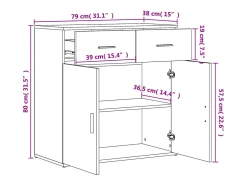 Aparador buffet cómoda armario mueble organizador cocina salón salón juego de 2 79 x 38 x 80 cm madera contrachapada marrón 02_0036749