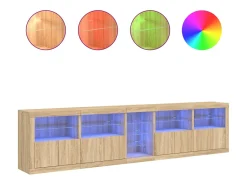 Aparador buffet cómoda armario mueble organizador cocina salón salón con luces LED sonoma 283 x 37 x 67 cm marrón 02_0029956