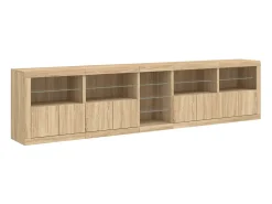 Aparador buffet cómoda armario mueble organizador cocina salón salón con luces LED sonoma 283 x 37 x 67 cm marrón 02_0029956