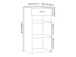 Aparador buffet cómoda armario unidad de almacenamiento organizador cocina salón salón Sonoma 45 x 42,5 x 93 cm madera contrachapada gris 02_0036368