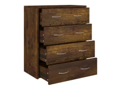 Aparador buffet cómoda armario mueble organizador cocina salón salón con 4 cajones 60 x 30,5 x 71 cm marrón ahumado 02_0029751