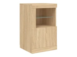 Aparador buffet cómoda armario mueble organizador cocina salón salón con luces LED sonoma 142,5 x 37 x 67 cm marrón 02_0029938