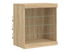 Aparador buffet cómoda armario mueble organizador cocina salón salón con luces LED sonoma 142,5 x 37 x 67 cm marrón 02_0029938