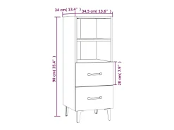 Aparador buffet cómoda armario mueble organizador cocina salón salón 34,5 x 34 x 90 cm madera contrachapada gris 02_0031908