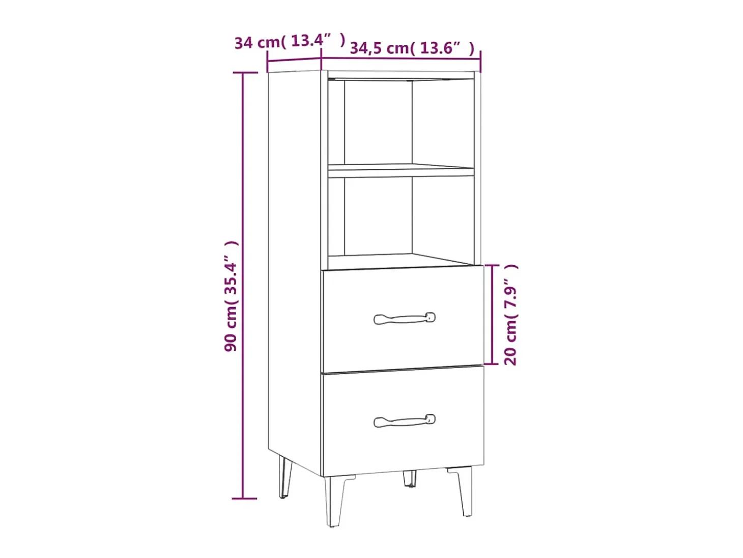 Aparador buffet cómoda armario mueble organizador cocina salón salón 34,5 x 34 x 90 cm madera contrachapada gris 02_0031908