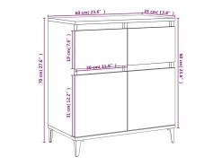 Aparador buffet cómoda armario unidad de almacenamiento organizador cocina salón salón 60 x 35 x 70 cm madera contrachapada marrón 02_0030982