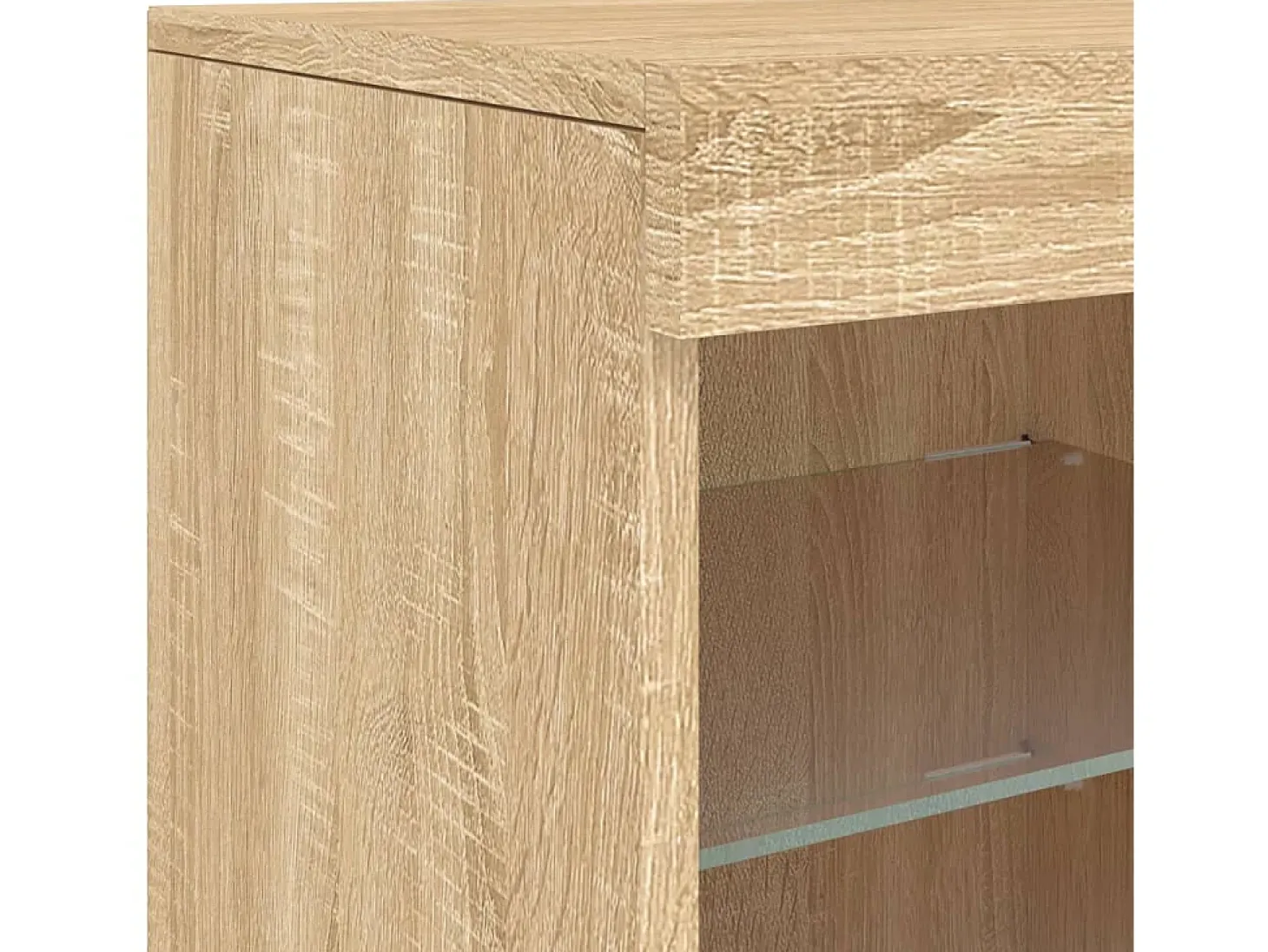 Aparador buffet cómoda armario mueble organizador cocina salón salón con luces LED sonoma 41 x 37 x 67 cm marrón 02_0029962