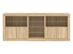 Aparador buffet cómoda armario mueble organizador cocina salón salón con luces LED sonoma 181,5 x 37 x 67 cm marrón 02_0029950