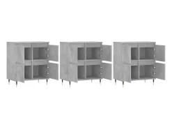 Aparador buffet cómoda armario mueble organizador cocina salón salón 3 piezas madera contrachapada gris 02_0037136