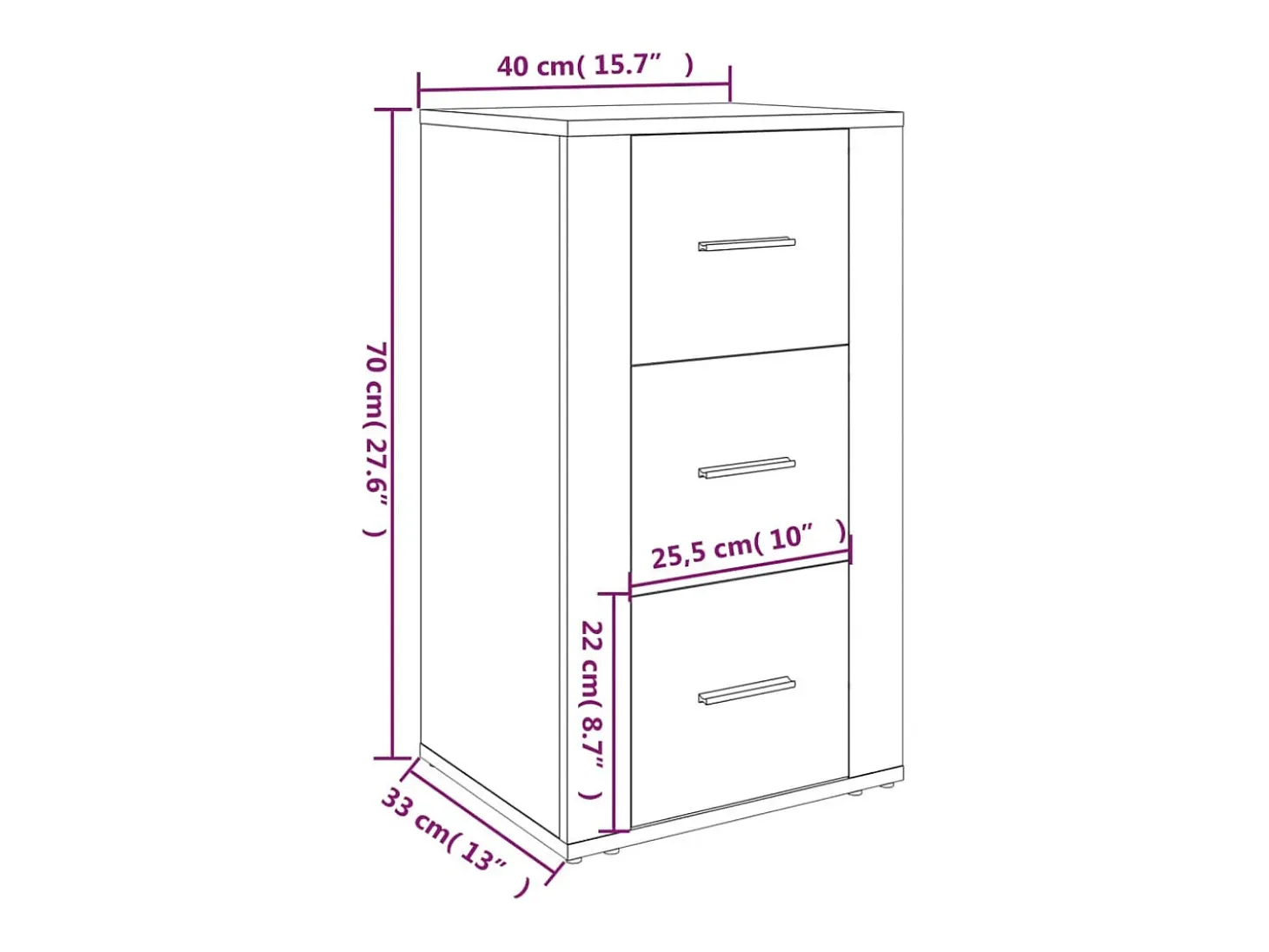 Aparador buffet cómoda armario mueble organizador cocina salón salón 40 x 33 x 70 cm madera contrachapada gris 02_0031925
