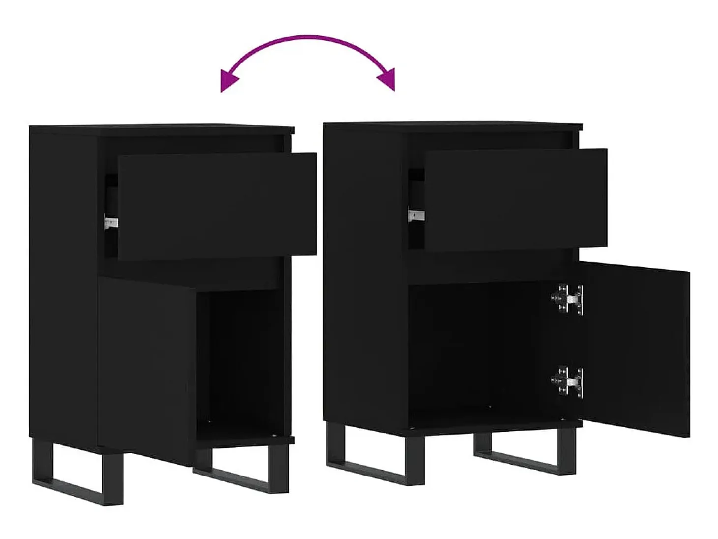Aparador buffet cómoda armario mueble organizador cocina salón salón juego de 2 40 x 35 x 70 cm madera contrachapada negra 02_0036902