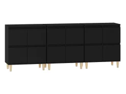 Aparador buffet cómoda armario unidad de almacenamiento organizador cocina salón salón 3 piezas 60 x 35 x 70 cm negro madera contrachapada 02_0037144