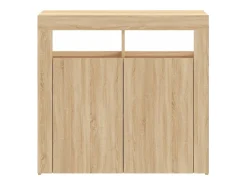 Aparador buffet cómoda armario mueble organizador cocina salón salón con luces LED Sonoma 80 x 35 x 75 cm marrón 02_0029968